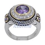 "Ladies .925 Italian Sterling Silver Purple Violet synthetic gemstone ring SAR23 6