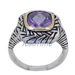 "Ladies .925 Italian Sterling Silver Purple Violet synthetic gemstone ring SAR32 6