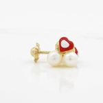 14K Yellow gold Heart pearl stud earrings for Children/Kids web150 4