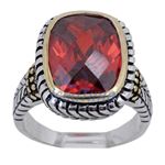 "Ladies .925 Italian Sterling Silver Ruby Red synthetic gemstone ring SAR25 6