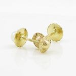 14K Yellow gold Round fancy flower pearl stud earrings for Children/Kids web210 4