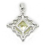 Ladies .925 Italian Sterling Silver fancy pendant with yellow stone Length - 26mm Width - 19mm 4