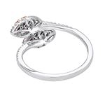 14K White Pink Diamond Leaf Ring For Women Flora-2