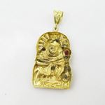 Mens 10k Yellow gold Red and white gemstone mary charm EGP53 4