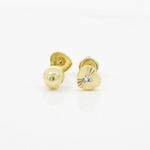 14K Yellow gold Heart cz stud earrings for Children/Kids web483 2