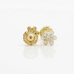 14K Yellow gold Flower cz stud earrings for Children/Kids web25 2