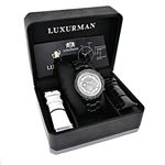 Liberty by Luxurman Mens Real Diamond Watch 0.2ct Black Tone Stainless Steel 4