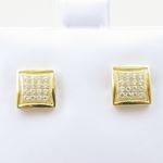Mens .925 sterling silver Yellow 4 row square earring MLCZ156 3mm thick and 7mm wide Size 2