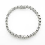 Ladies .925 Italian Sterling Silver round cut fancy cz bracelet Length 2