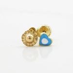 14K Yellow gold Simple heart stud earrings for Children/Kids web145 2