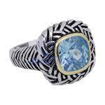 "Ladies .925 Italian Sterling Silver Baby blue synthetic gemstone ring SAR29 6