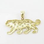 Mens 10k Yellow gold Red and white gemstone cougar charm EGP68 4