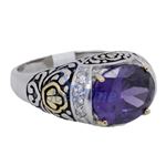 "Ladies .925 Italian Sterling Silver Purple Violet synthetic gemstone ring SAR6 6