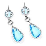 Unique 14K Gold Blue Topaz Ladies Natural Diamon-2