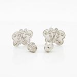 14K White gold Thin butterfly cz stud earrings for Children/Kids web413 4