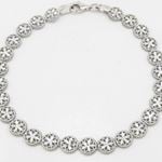 Women silver rounded flower link bracelet SB4 7.25 inches long and 7mm wide 4