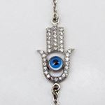 Womens Sterling silver Hamsa evil eye pendant necklace 2