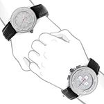 His and Hers Centorum Matching Real Diamond Watch Set 1.05ct Leather Bands 4