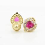 14K Yellow gold Heart cz stud earrings for Children/Kids web249 2