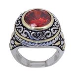 "Ladies .925 Italian Sterling Silver Ruby Red synthetic gemstone ring SAR46 6