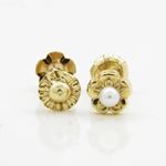 14K Yellow gold Flower pearl stud earrings for Children/Kids web214 2