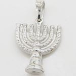 Candle menorah silver pendant SB58 29mm tall and 13mm wide 4