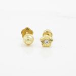 14K Yellow gold Flower cz stud earrings for Children/Kids web486 2