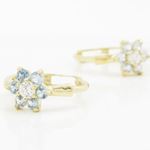 14K Yellow gold Flower cz hoop earrings for Children/Kids web343 2