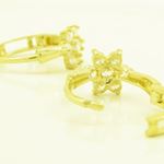 14K Yellow gold Flower cz hoop earrings for Children/Kids web264 4