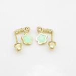 14K Yellow gold Flower cz chandelier earrings for Children/Kids web449 4