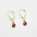 14K Yellow gold Bettle chandelier earrings for Children/Kids web516 4