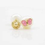 14K Yellow gold Butterfly pearl stud earrings for Children/Kids web82 2