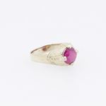 10k Yellow Gold Syntetic pink gemstone ring ajr7 Size: 1.75 4