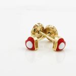 14K Yellow gold Simple heart stud earrings for Children/Kids web142 4