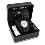 Luxurman Watches: Phantom Black Genuine Diamond Watch for Men 2.25ct Steel Band 4