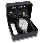 Iced Out Watch Chronograph Subdials Real Luxurman Mens Genuine Diamonds 1.25ct 4