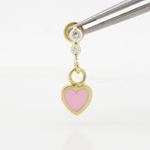 14K Yellow gold Thin heart cz chandelier earrings for Children/Kids web510 2