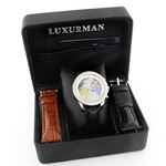 Luxurman Mens Diamond Watch 0.18ct WorldMap Genuine Diamonds Polished Silver 4