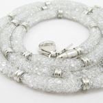 Womens Sterling silver Fancy white chain with crystal inside 2