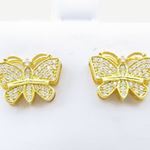 Womens .925 sterling silver Yellow butterfly earring 2 MLCZ265 4mm thick and 13mm wide Size 2