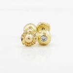 14K Yellow gold Round cz stud earrings for Children/Kids web129 2