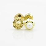 14K Yellow gold Round fancy flower pearl stud earrings for Children/Kids web188 2
