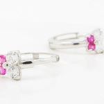 14K White gold Butterfly cz hoop earrings for Children/Kids web329 2