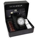 Black Phantom Genuine Diamond Watches: Large Luxurman Mens Watch 2.25ct 4