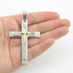 Polished Silver Stainless Steel Necklace Cross Unisex Mens Womens Pendant 2