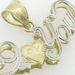 Ladies 10K Solid Yellow Gold curved I love you pendant Length - 23.5mm Width - 1.26mm 2