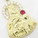 Mens 10k Yellow gold Red and white gemstone mary charm EGP54 2