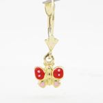 14K Yellow gold Butterfly chandelier earrings for Children/Kids web361 2