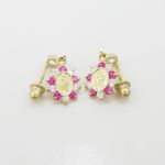 14K Yellow gold Oval mary cz chandelier earrings for Children/Kids web458 4