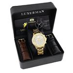 Luxurman Liberty Mens Real Diamond Watch 0.5ct Yellow Gold Plated Swiss Movement 4